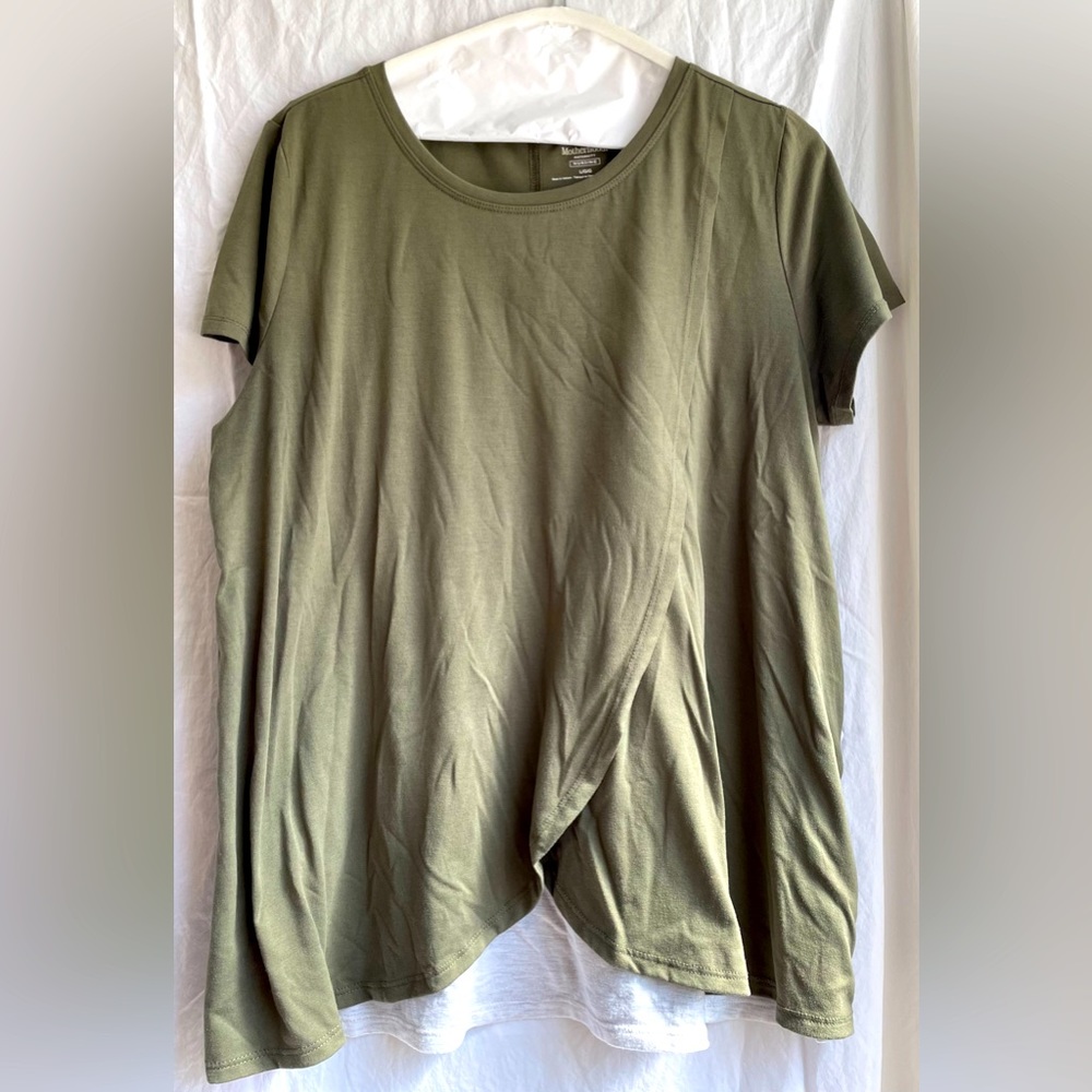 Motherhood maternity nursing short sleeved shirts, black and green, size L
